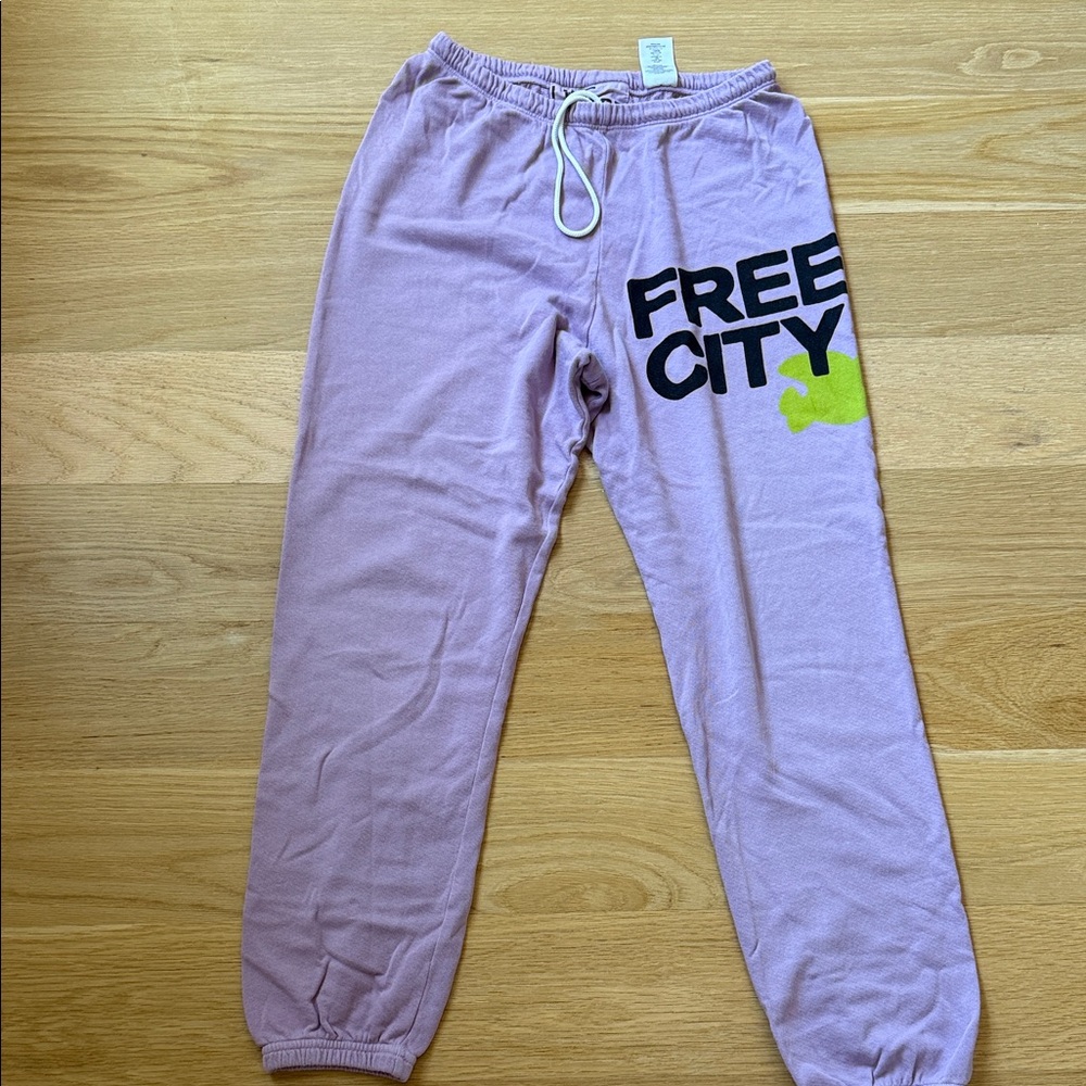 Freecity Lavender Joggers with Black and Lime Accents